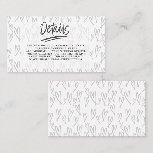 Moderne aanbiedingen voor zwarte en witte bruiloft informatiekaartje (Voorkant / Achterkant)