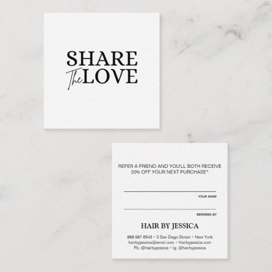 Moderne Aandeel het liefdeswit verwijst een vriend Informatiekaartje (Voorkant / Achterkant)