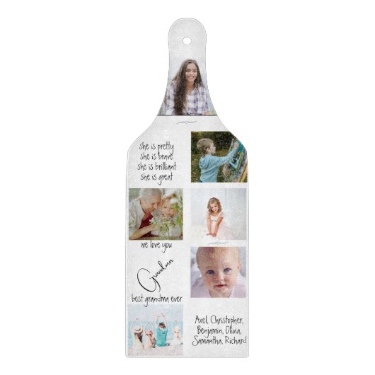 Moderne aandenken We houden van je Oma Fotocollage Snijplank (Voorkant)