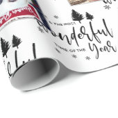 Moderne Aangepast 6 Foto Dog Black White Typografi Cadeaupapier (Rol Hoek)