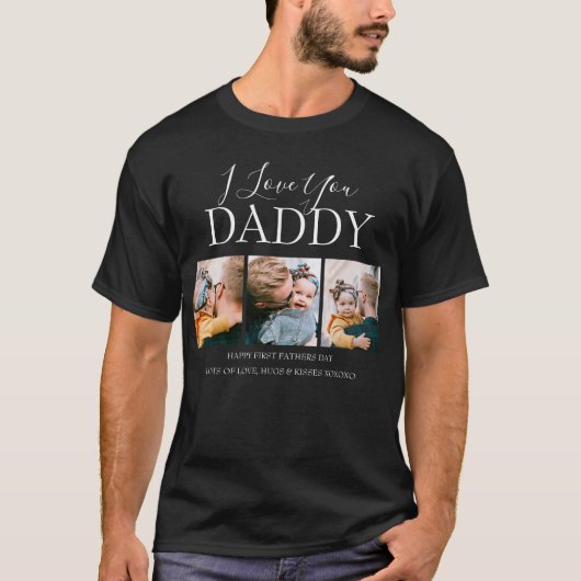 Moderne Aangepast I hou van je papa | 3 Foto T-shirt (Voorkant)