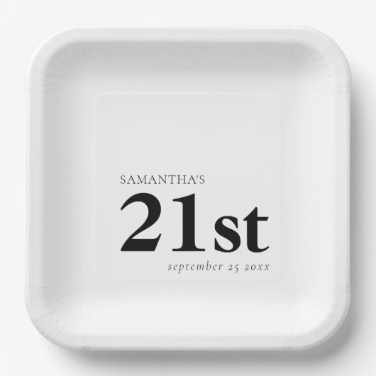 Moderne Aangepast om het even welke 21e naamdatum Papieren Bordje (Voorkant)