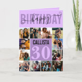 Moderne Aangepast Paars 12 Foto geboortedag Kaart (Voorkant)