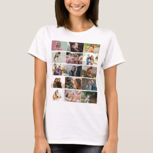 Moderne Aangepaste 12 foto-Collage familie op maat T-shirt