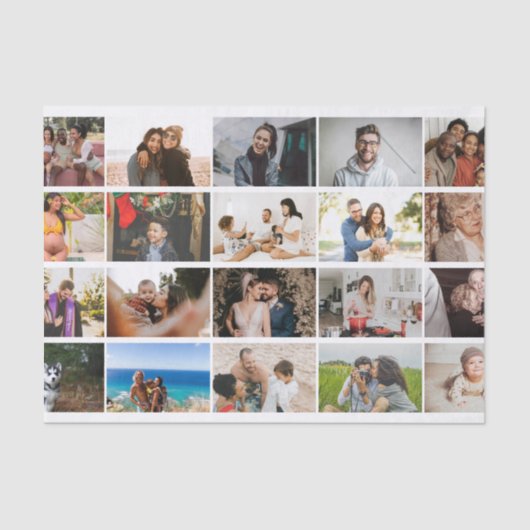 Moderne Aangepaste 12 foto-Collage familie op maat Tissuepapier (Voorkant)