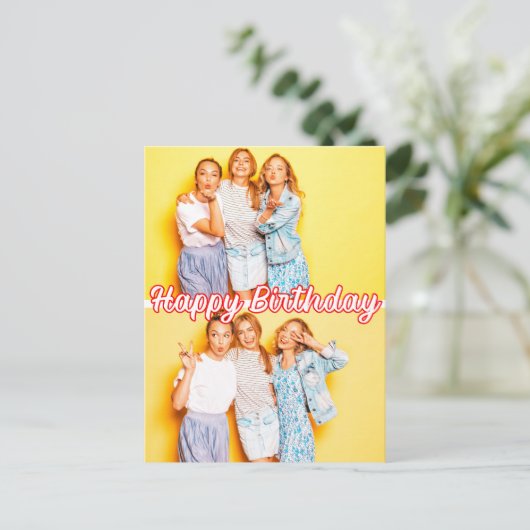 Moderne Aangepaste 2-foto Sjabloon Gefeliciteerd m Briefkaart (Staand voorkant)