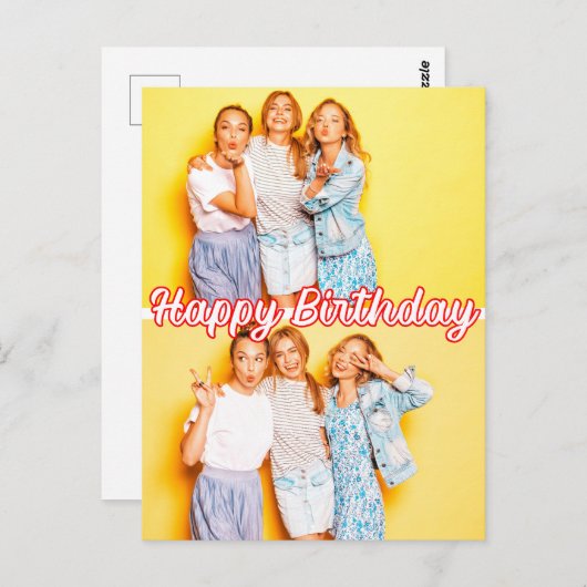 Moderne Aangepaste 2-foto Sjabloon Gefeliciteerd m Briefkaart (Voorkant / Achterkant)