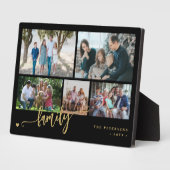 Moderne aangepaste 5 foto collage familie  fotoplaat (Zijkant)