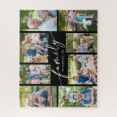 Moderne aangepaste 8 foto collage familie script legpuzzel (Verticaal)