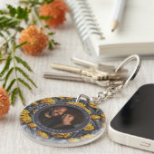 Moderne aangepaste anjer esthetische winterhuwelij sleutelhanger (Voorkant Rechts)