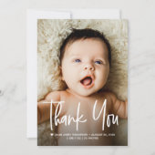 Moderne aangepaste babyfoto geboorteaankondiging bedankkaart (Voorkant)
