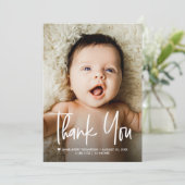 Moderne aangepaste babyfoto geboorteaankondiging bedankkaart (Staand voorkant)