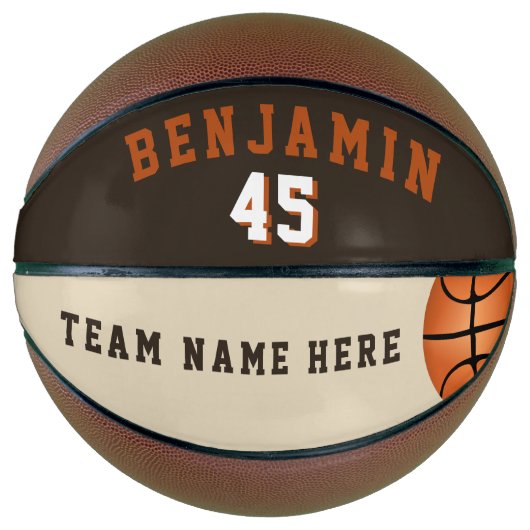 Moderne aangepaste basketbal met teamnaam en numme (Voorkant)
