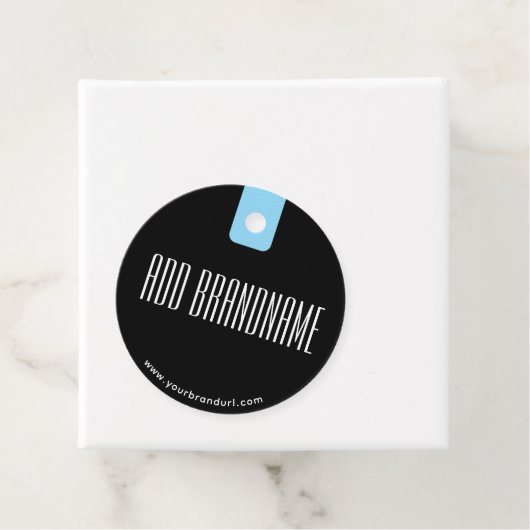 Moderne aangepaste bedrijfsnaam met URL zwarte kle Bedankjes Labels (In situ)
