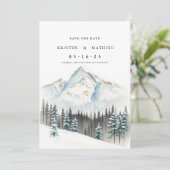 Moderne aangepaste berg save the date (Staand voorkant)