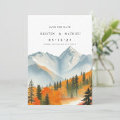 Moderne aangepaste berg save the date (Staand voorkant)