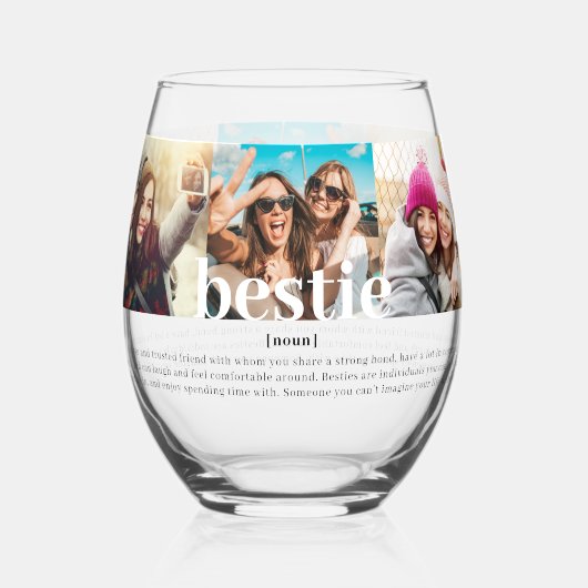 Moderne aangepaste bestitie betekent beste vriende wijnglas zonder voet (Voorkant)