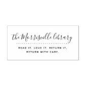 Moderne aangepaste bibliotheek voor script retourn rubberstempel (Afrduk)