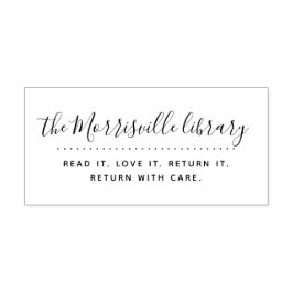 Moderne aangepaste bibliotheek voor script retourn rubberstempel