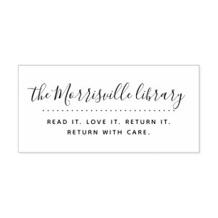 Moderne aangepaste bibliotheek voor script retourn rubberstempel