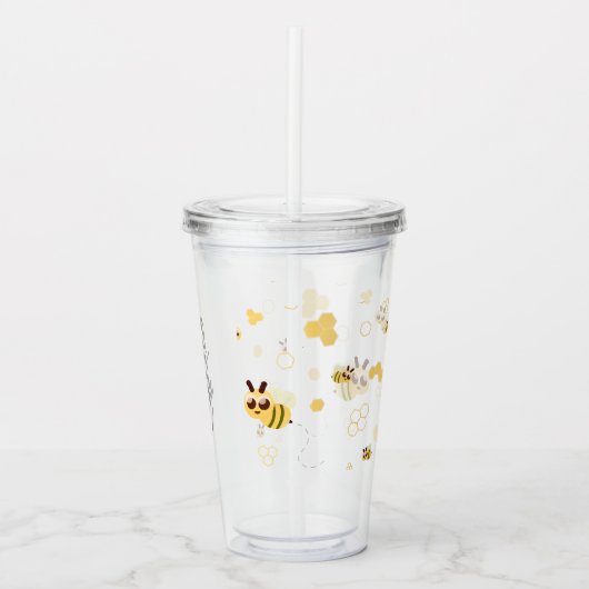 Moderne aangepaste bijennaam honing acryl drinkbeker (Voorkant)