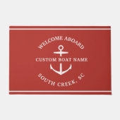 Moderne aangepaste boat Name Welcome Aboard Anchor Deurmat (Voorkant)
