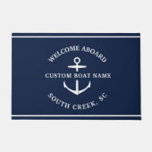 Moderne aangepaste boat Name Welcome Aboard Anchor Deurmat (Voorkant)