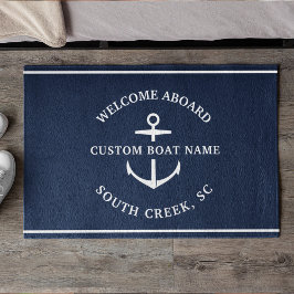 Moderne aangepaste boat Name Welcome Aboard Anchor Deurmat