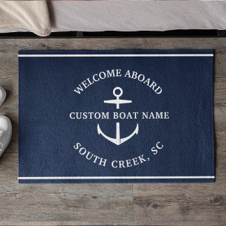 Moderne aangepaste boat Name Welcome Aboard Anchor Deurmat
