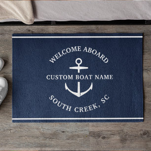 Moderne aangepaste boat Name Welcome Aboard Anchor Deurmat