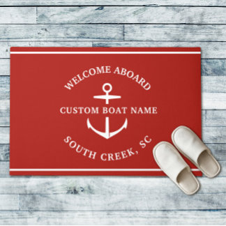 Moderne aangepaste boat Name Welcome Aboard Anchor Deurmat