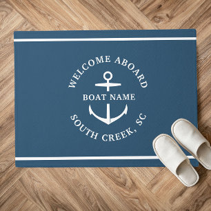Moderne aangepaste boat Name Welcome Aboard Anchor Deurmat