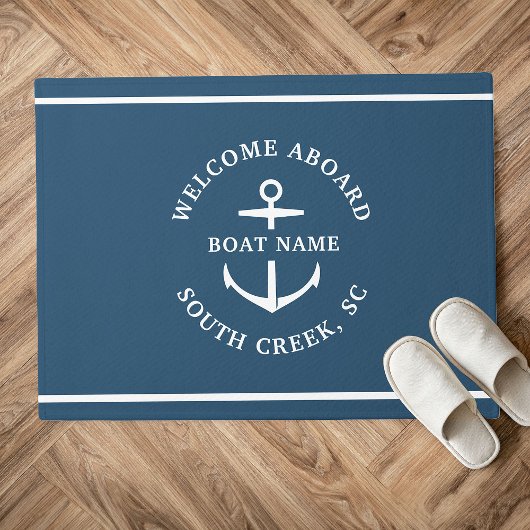 Moderne aangepaste boat Name Welcome Aboard Anchor Deurmat