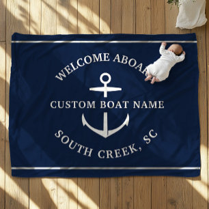 Moderne aangepaste boat Name Welcome Aboard Anchor Fleece Deken