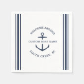 Moderne aangepaste boat Name Welcome Aboard Anchor Servet (Voorkant)