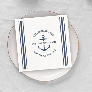 Moderne aangepaste boat Name Welcome Aboard Anchor Servet