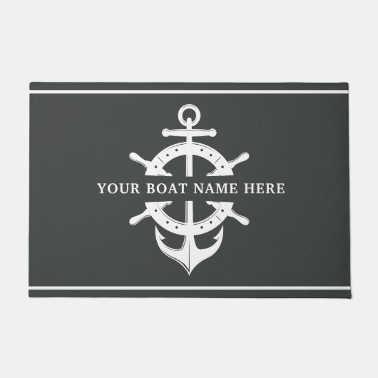 Moderne aangepaste bootnaam Verzendwielanker Deurmat (Voorkant)