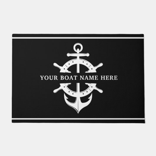 Moderne aangepaste bootnaam Verzendwielanker Deurmat (Voorkant)