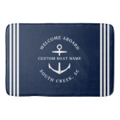 Moderne aangepaste botnaam Welkom op Nautisch vlak Badmat (Voorkant)