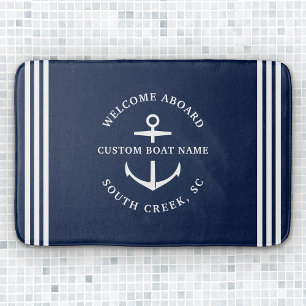 Moderne aangepaste botnaam Welkom op Nautisch vlak Badmat