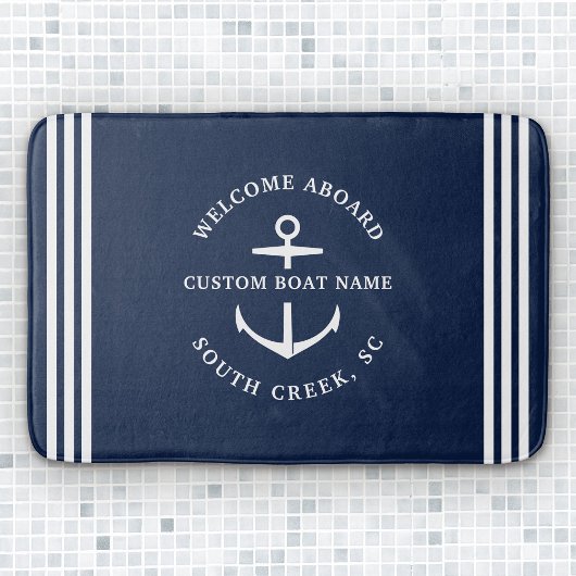 Moderne aangepaste botnaam Welkom op Nautisch vlak Badmat
