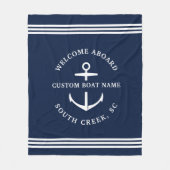 Moderne aangepaste botnaam Welkom op Nautisch vlak Fleece Deken (Voorkant)