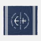 Moderne aangepaste botnaam Welkom op Nautisch vlak Fleece Deken (Voorkant (Horizontaal))