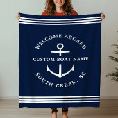 Moderne aangepaste botnaam Welkom op Nautisch vlak Fleece Deken