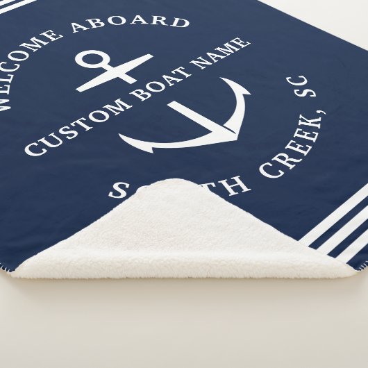 Moderne aangepaste botnaam Welkom op Nautisch vlak Sherpa Deken (3/4)