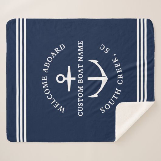 Moderne aangepaste botnaam Welkom op Nautisch vlak Sherpa Deken (Voorkant (horizontaal))