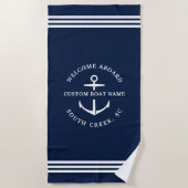 Moderne aangepaste botnaam Welkom op Nautisch vlak Strandlaken (Voorkant)