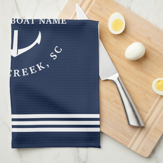 Moderne aangepaste botnaam Welkom op Nautisch vlak Theedoek (Quarter Fold)
