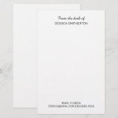 Moderne aangepaste briefpapier met naam en contact (Voorkant / Achterkant)