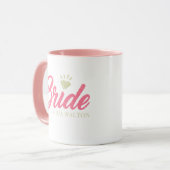Moderne aangepaste bruidsnaam roze glinsterende di mok (Voorkant links)